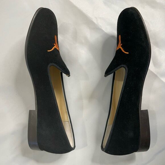 JP Crickets UT Longhorn Loafers Men’s 7 Black Suede Smoking Slippers Texas $328 - Picture 10 of 14